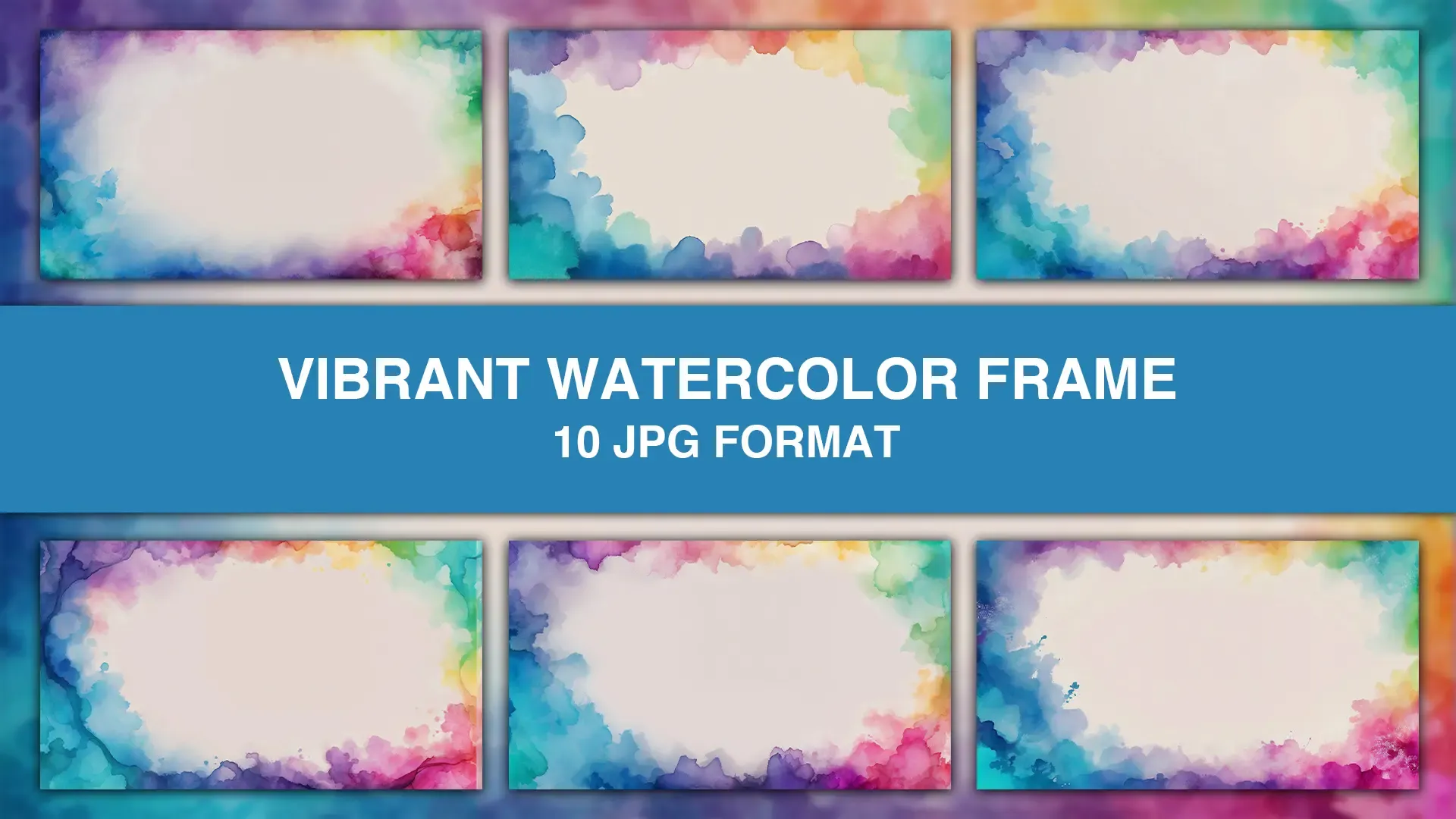 Vibrant Watercolor Frame Background Images Pack image